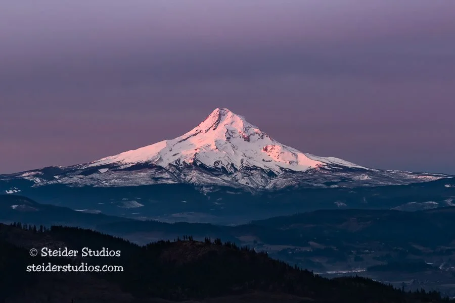 Mt Hood at Sunrise with Purple Sky — Steider Studios